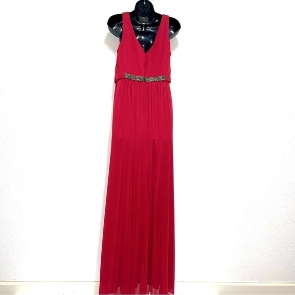 David's Bridal Red Bridesmaid Dress Size 10 - Picture 6 of 16
